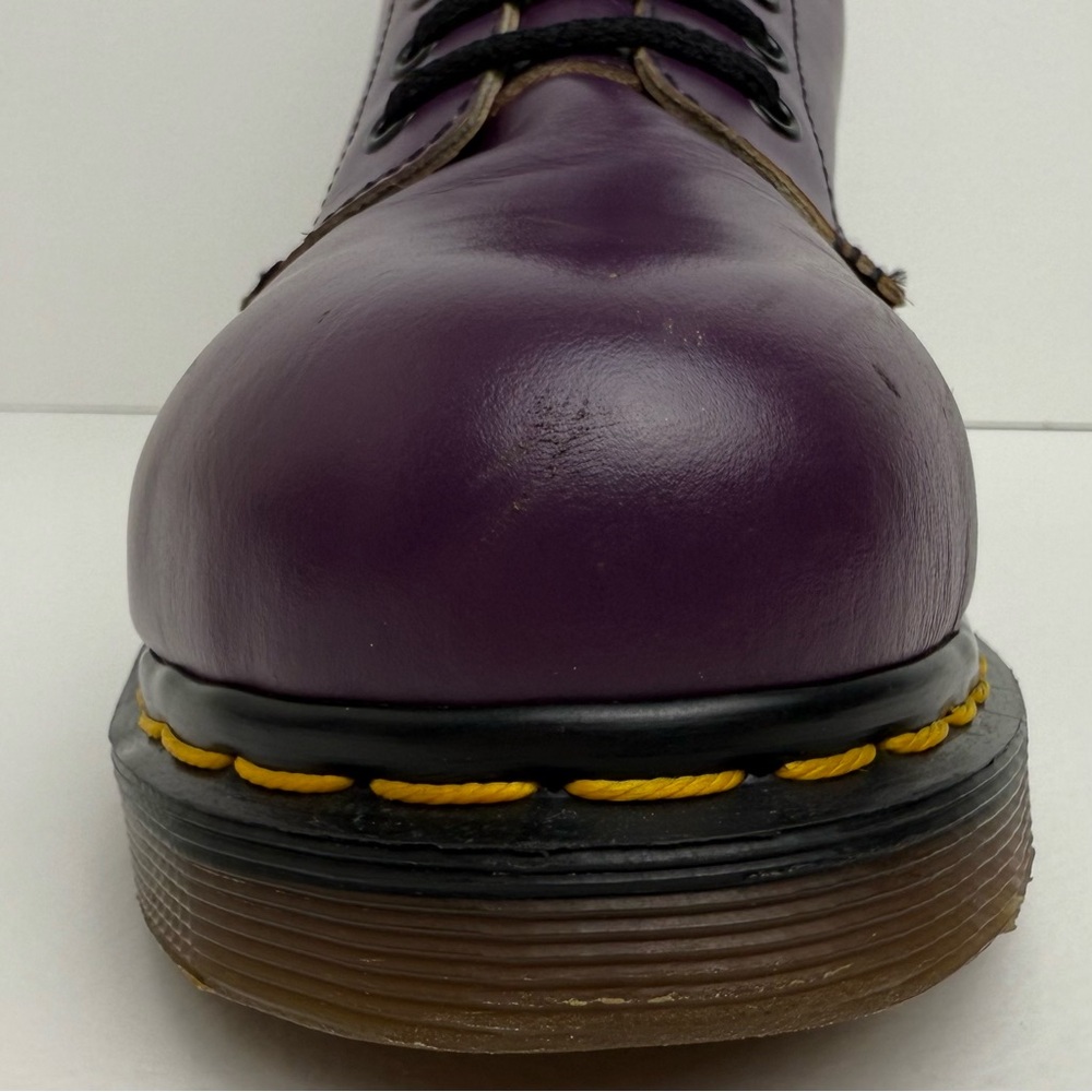 Vintage Dr. Martens England 1919 Purple Leather Steel Toe 10 Eye Boots UK 5 - Picture 10 of 16
